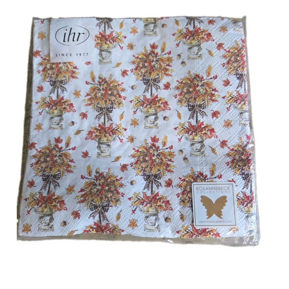 IHR Paper Napkins 3 Ply Dinner Fall Floral Napkins Rosannebeck Topiary Leaves